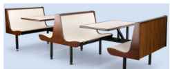 The HYBRID Series Contour - Upgrade the look of your dining area with the integrated wood side panels and finished wood backs of the HYBRID series contour booth!  